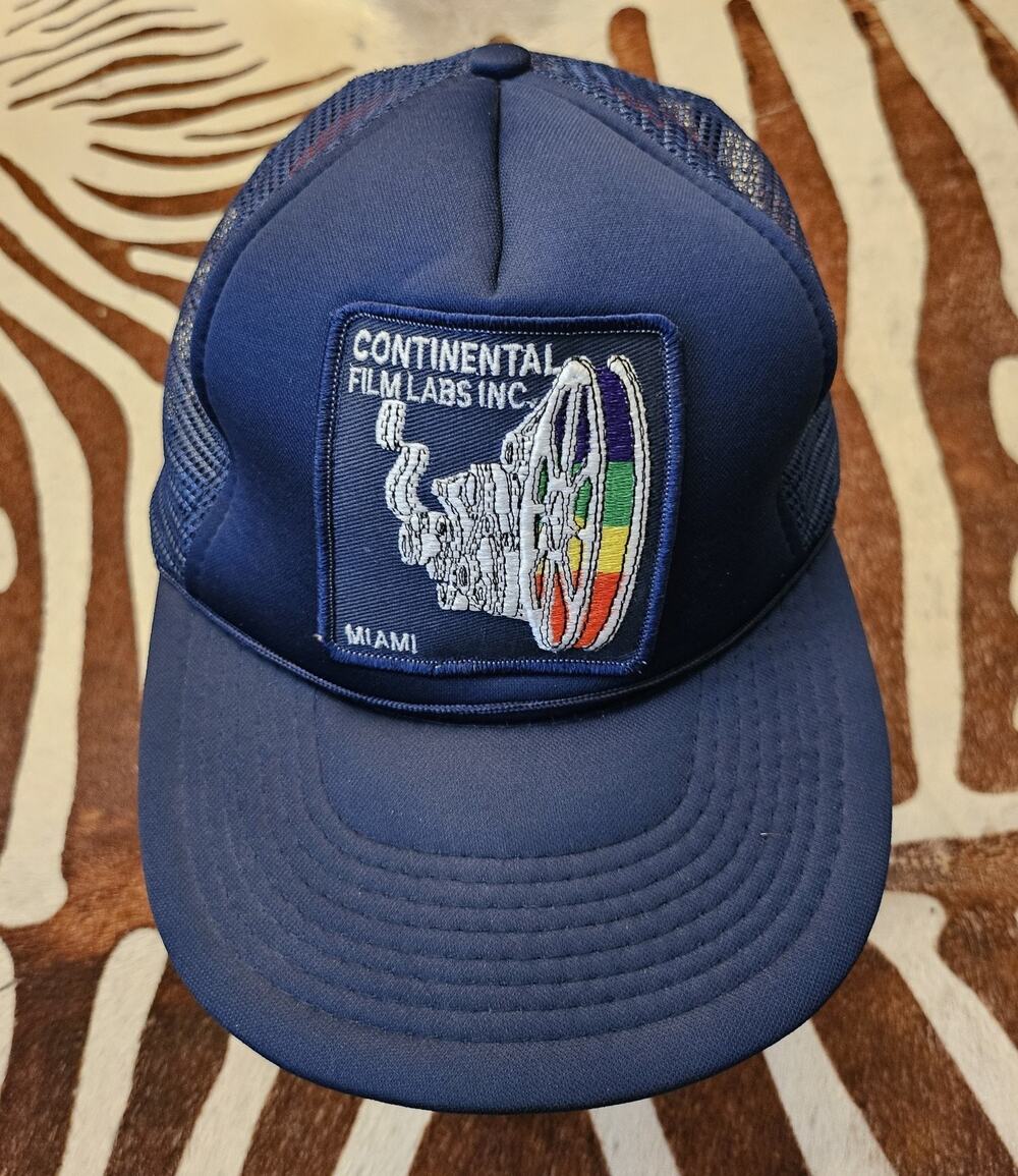Vintage 80s Miami Continental Film Labs Snapback Mesh Trucker Hat Embroidered